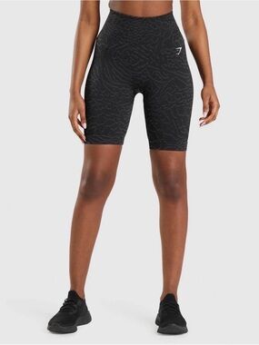 Gymshark Black Textured High-Rise Bike Shorts